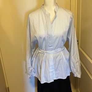 Lauren Ralph Lauren Blue and White Striped Blouse